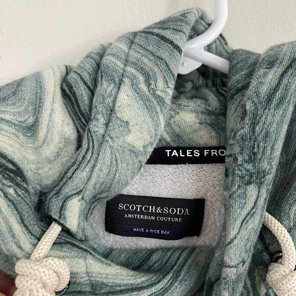 Scotch & Soda Blue Marbled UNSEEN Graphic Hoodie Sweatshirt - Picture 4 of 8